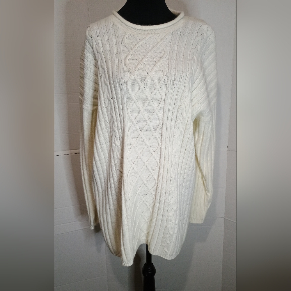 Alexis Reed Vintage Cream Cable Knit Sweater 2X